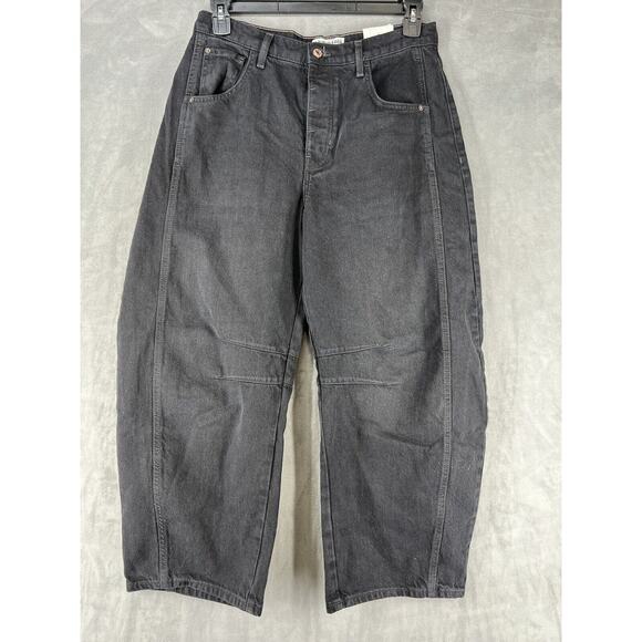 Free People Denim - Free People Good Luck Mid-Rise Barrel Jeans Size 28 In Black